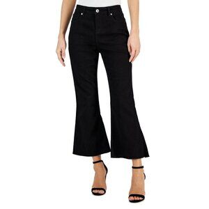 INC International Concepts Womens 8/29 Mid-Rise Crop Flare-Leg Jeans Black $69‎